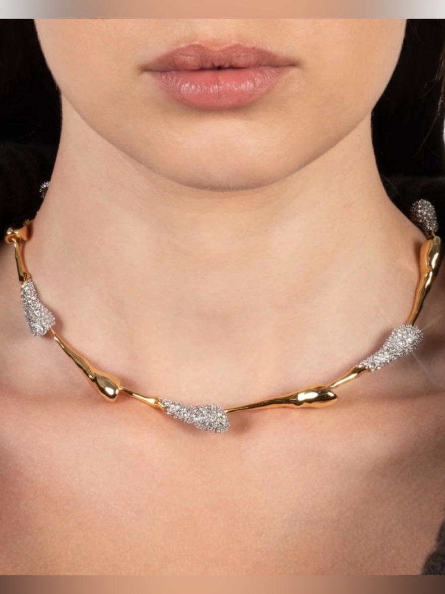 New Crystal Teardrop Riviera Necklace Two Tone Alexis Bittar Solanales My10